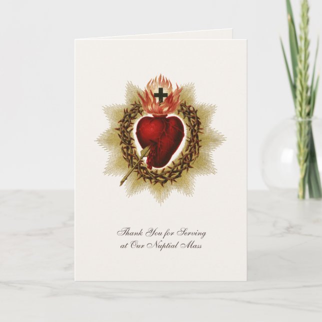 Sacred Heart Jesus Wedding Altar Server  Card (Front)