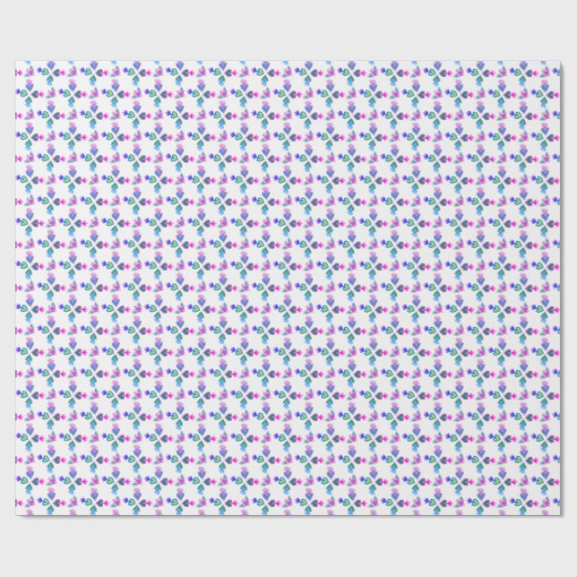 Sacred Heart Multicolor White Background Religious Wrapping Paper (Flat)