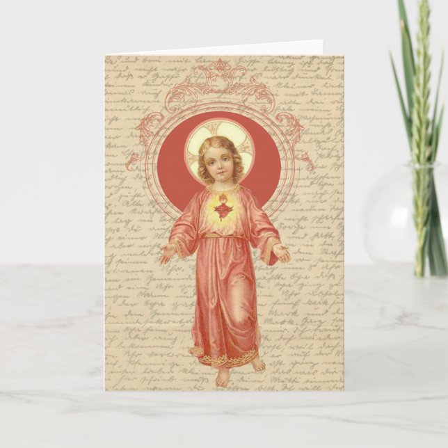 Sacred Heart of Child Jesus Vintage Religious Card (Front)