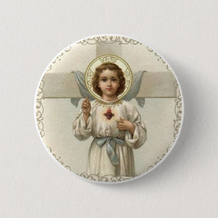 Sacred Heart of Child Jesus with Cross 2 Inch Round Button