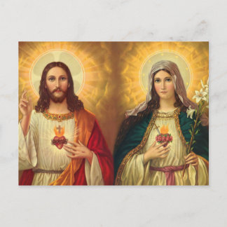 Sacred Heart of Jesus and Virgin Mary Postcard