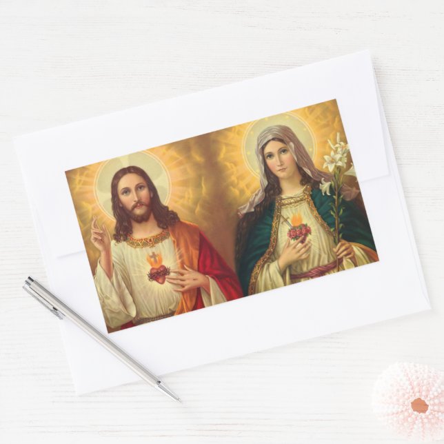Sacred Heart of Jesus and Virgin Mary Sticker (Envelope)