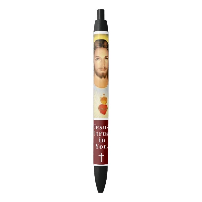 Sacred Heart of Jesus Black Ink Pen (Front Vertical)