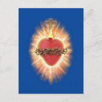 Sacred Heart of Jesus Blue Postcard