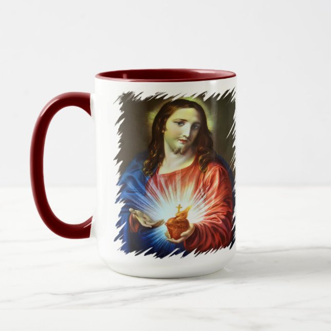 Sacred Heart of Jesus Catholic Batoni Mug (Left)