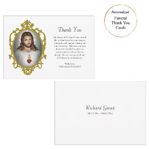 Sacred Heart of Jesus Catholic Funeral Thank You Card
