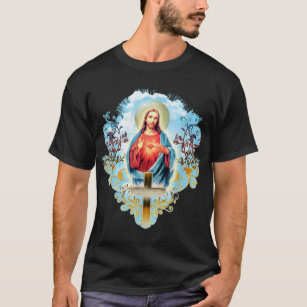 Sacred Heart of Jesus Christ Vintage Cross Catholi T-Shirt