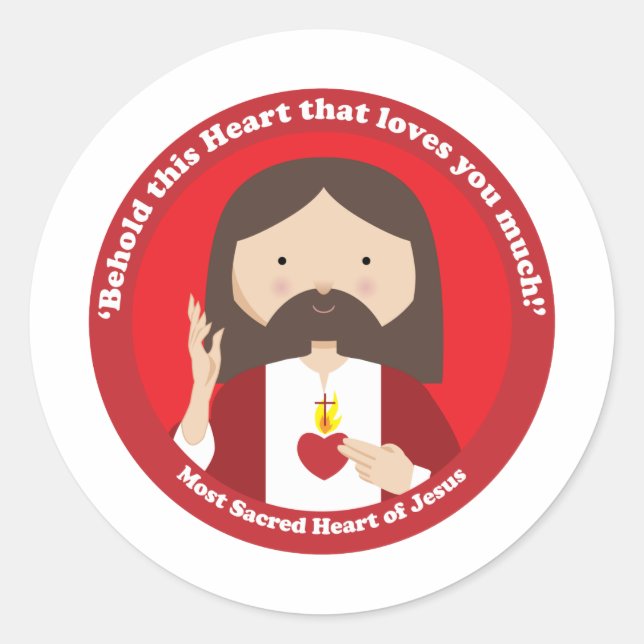 Sacred Heart of Jesus Classic Round Sticker (Front)