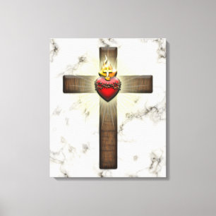 Sacred Heart of Jesus Cross Canvas Print