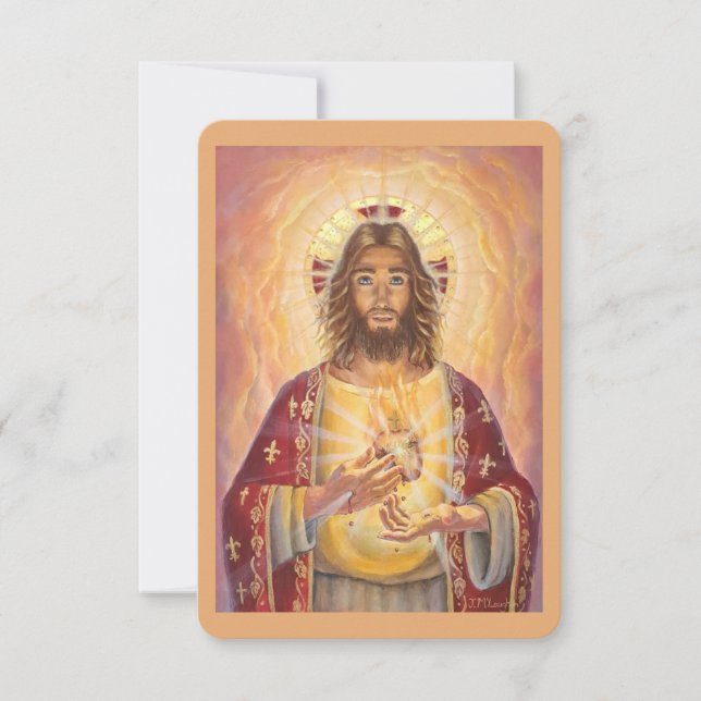 Sacred Heart of Jesus Devotional Art Prayer Card (Front)