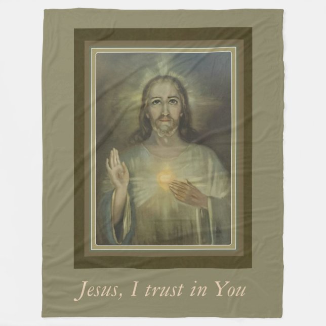 Sacred Heart of Jesus Enthronement Fleece Blanket (Front)