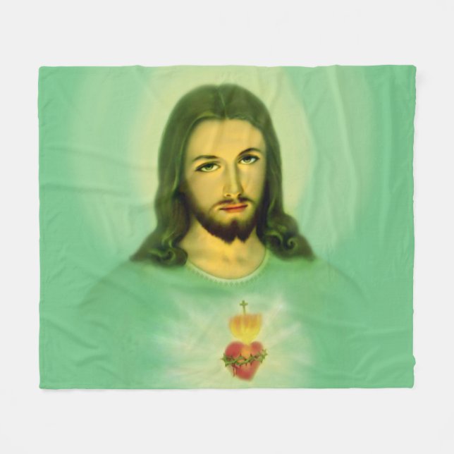 Sacred Heart of Jesus Fleece Blanket, Blanket (Front (Horizontal))