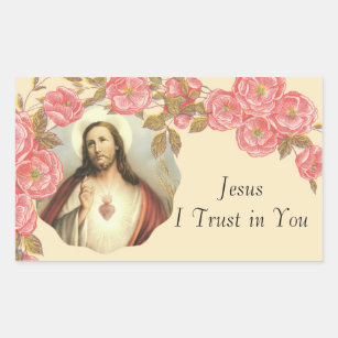 Sacred Heart of Jesus Floral Border Sticker