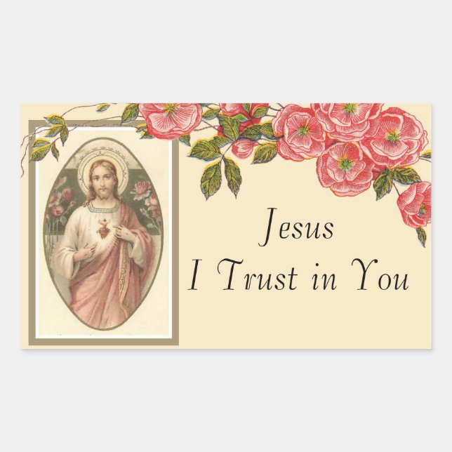Sacred Heart of Jesus Floral Border Sticker (Front)