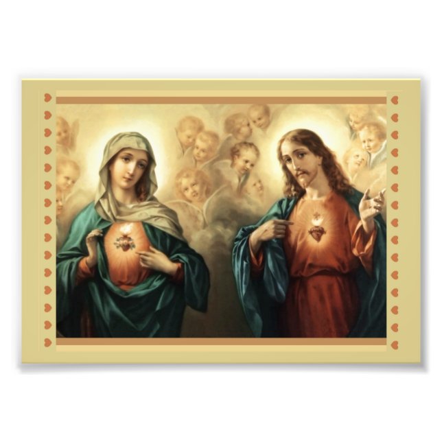 Sacred Heart of Jesus Immaculate Heart of Mary Photo Print (Front)