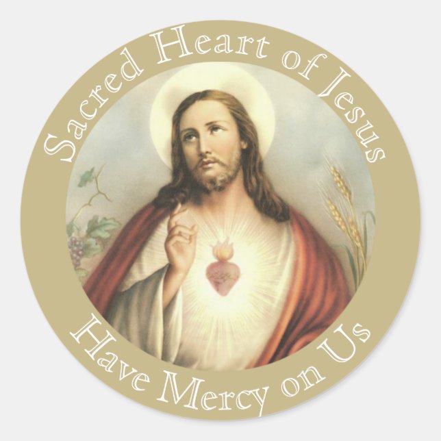 Sacred Heart of Jesus Prayer Classic Round Sticker (Front)