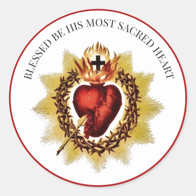 Sacred Heart of Jesus Prayer Religious Classic Round Sticker (Front)