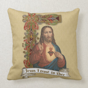 Sacred Heart of Jesus Religious  Catholic Throw Pillow