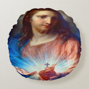Sacred Heart of Jesus Round Pillow
