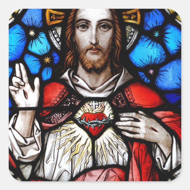 SACRED HEART OF JESUS SQUARE STICKER (Front)