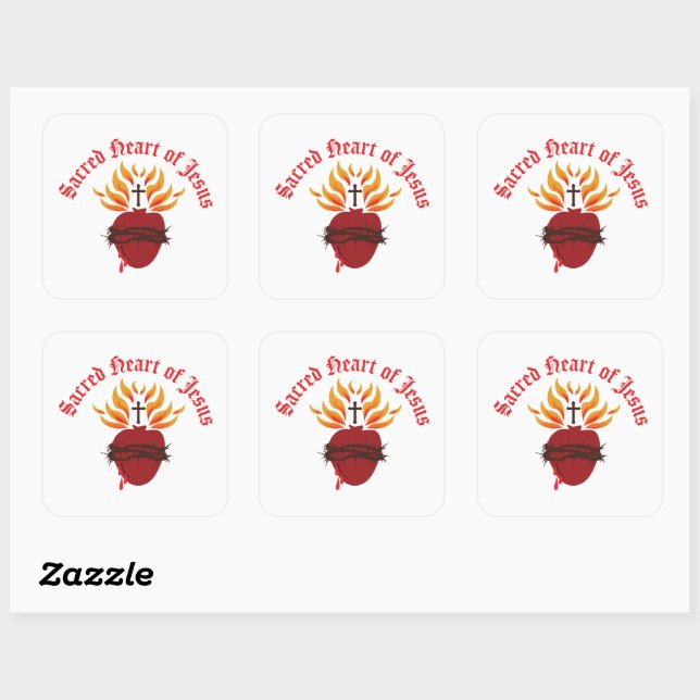 Sacred Heart of Jesus Square Sticker (Sheet)