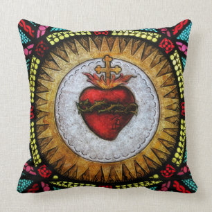 Sacred Heart of Jesus Stained Glass Throw Pillow