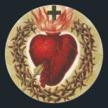 Sacred Heart of Jesus Vintage Catholic Religious Classic Round Sticker<br><div class="desc">Lovely vintage traditional Catholic religious image of the Sacred Heart of Jesus pierced with a lance.</div>