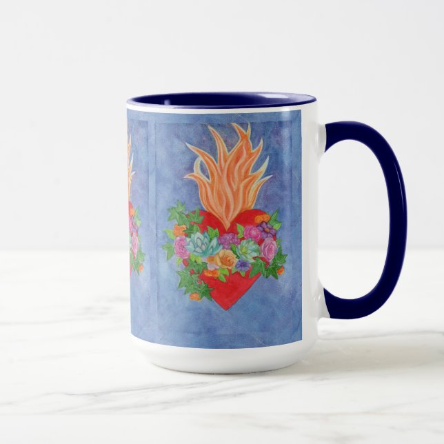 Sacred Heart of Jesus Watercolor Blue Gift Mug (Right)