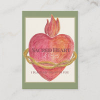Sacred Heart of Jesus Watercolor Prayer Card