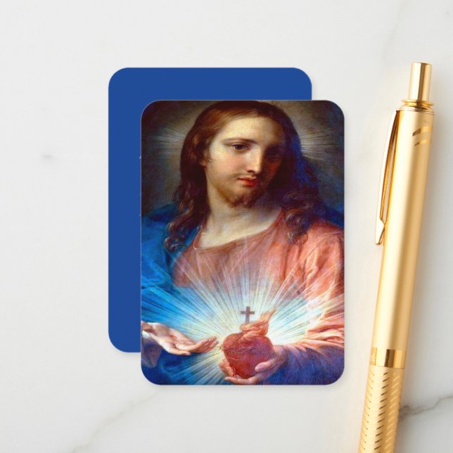 Sacred Heart of Jesus with Consecration Prayer Enclosure Card (Front/Back In Situ)