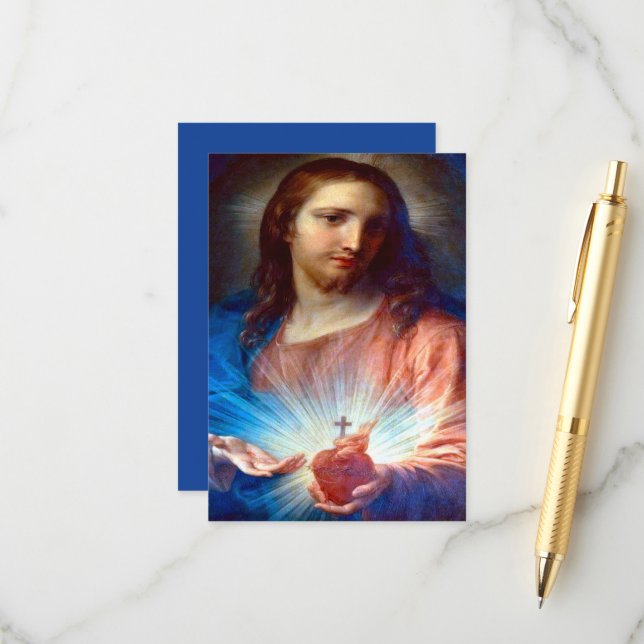 Sacred Heart of Jesus with Consecration Prayer Enclosure Card (Front/Back In Situ)
