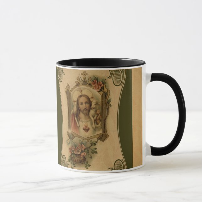 Sacred Heart of Jesus with Lamb & Flowers Mug (Right)