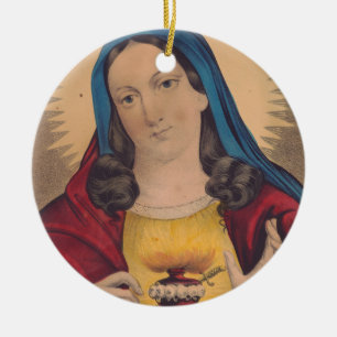 Sacred Heart of Mary Ceramic Ornament