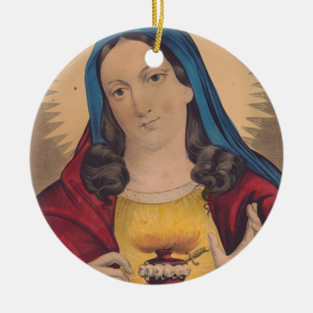 Sacred Heart of Mary Ceramic Ornament (Front)