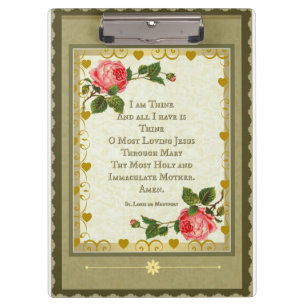 Sacred Heart Prayer Clipboard w Roses