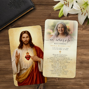 Sacred Heart Spanish Memorial Prayer Cards