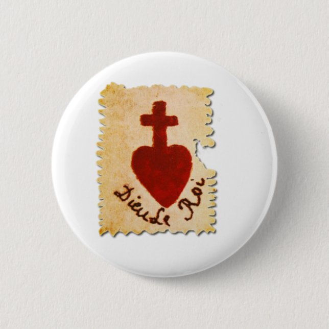 Sacred Heart Vendée Dieu, le Roi Catholic 2 Inch Round Button (Front)