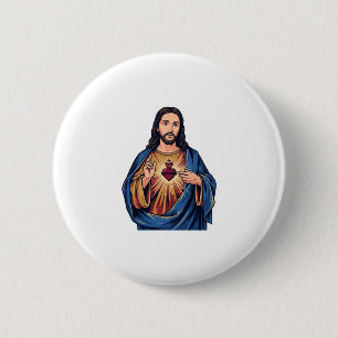 Sacred Heart Vintage Engraving Religious Vector De 2 Inch Round Button
