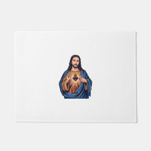 Sacred Heart Vintage Engraving Religious Vector De Doormat