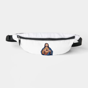 Sacred Heart Vintage Engraving Religious Vector De Fanny Pack