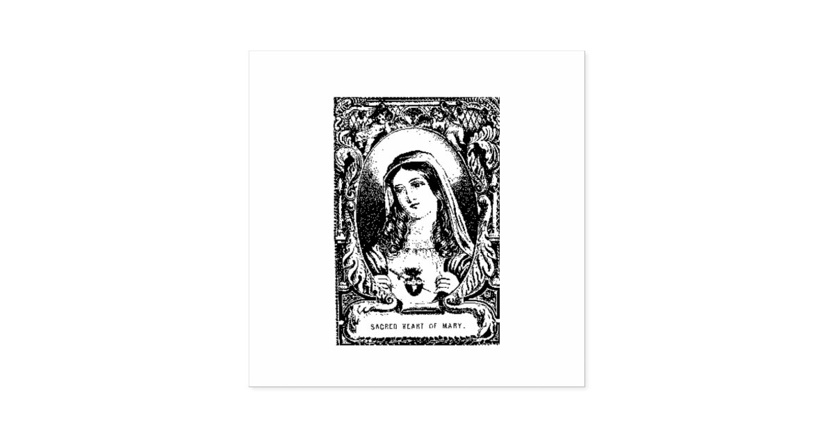 Sacred Heart Virgin Mother Mary Catholic Religious Rubber Stamp Zazzle 2041