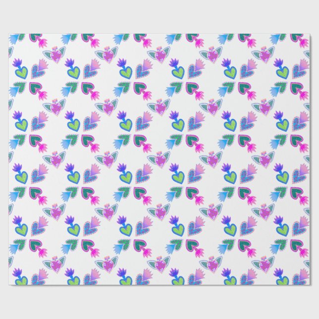 Sacred Heart White Decoupage Craft Gift  Wrapping Paper (Flat)