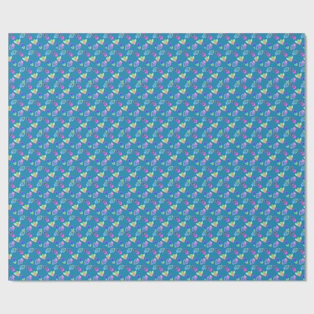 Sacred Hearts Folk Art  Wrapping Paper (Flat)