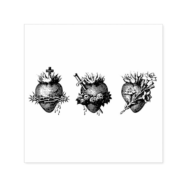 Sacred Hearts of Holy Family  Rubber Stamp (Design)
