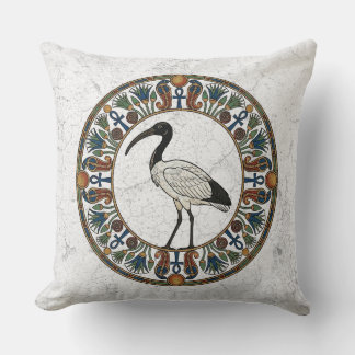 Sacred Ibis of Thoth: God of Wisdom Ancient Egypt Throw Pillow