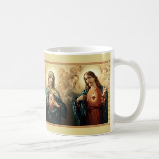 Sacred Jesus Immaculate Heart Mary Angels Coffee Mug (Right)