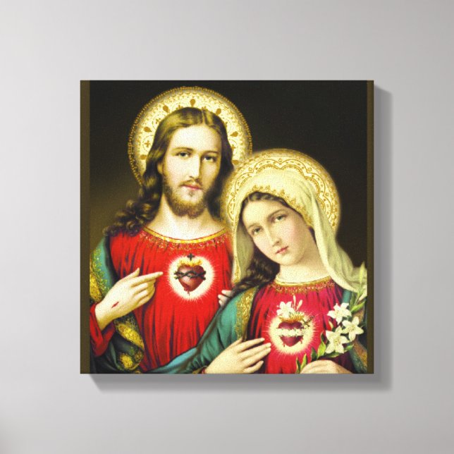 Sacred Jesus Immaculate Heart Mary Canvas Print (Front)