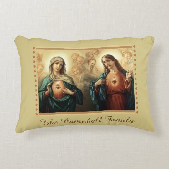 Sacred Jesus Immaculate Heart Mary Personalize Decorative Pillow