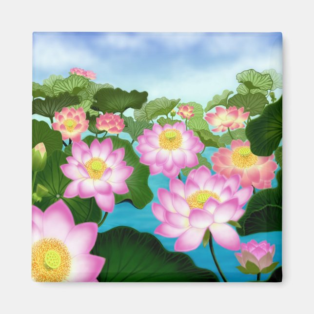 Sacred Lotus Flowers Magnet (Front)
