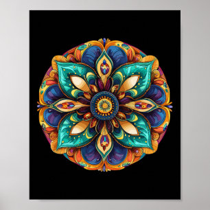 Sacred Lotus Mandala Boho Meditation  Poster